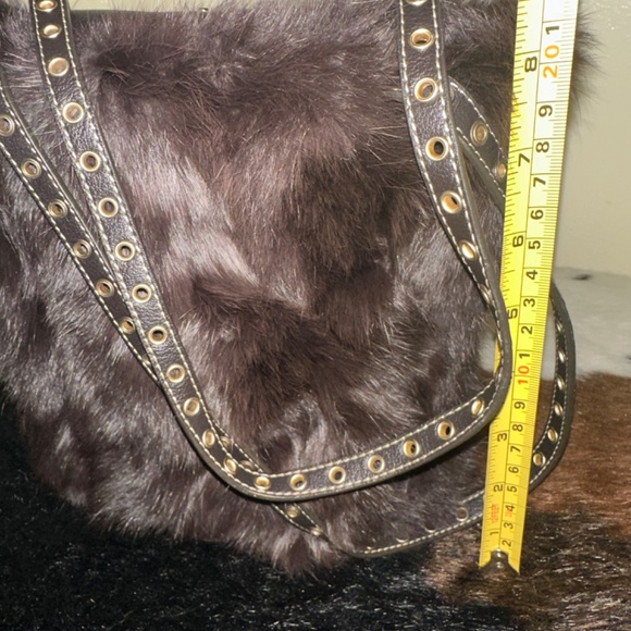 Brown Refurbished Real Rabbit Fur Purse Original Liz Claiborne Design/Handmade - Picture 7 of 10